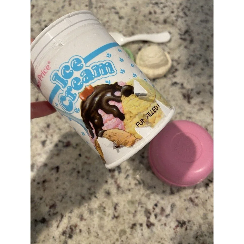 Vintage Fisher Price Fun with Food Ice Cream And Spoon Toy Set 1987